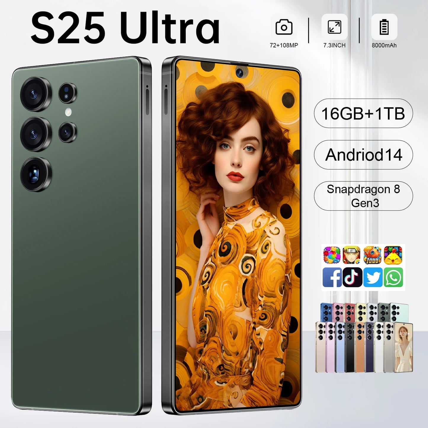 Original S25 Ultra 7.3 5G Android Smartphone 12GB+512GB Global Version GPS HD Screen LTE Mobile Phones Full Screen 7.3 Inch