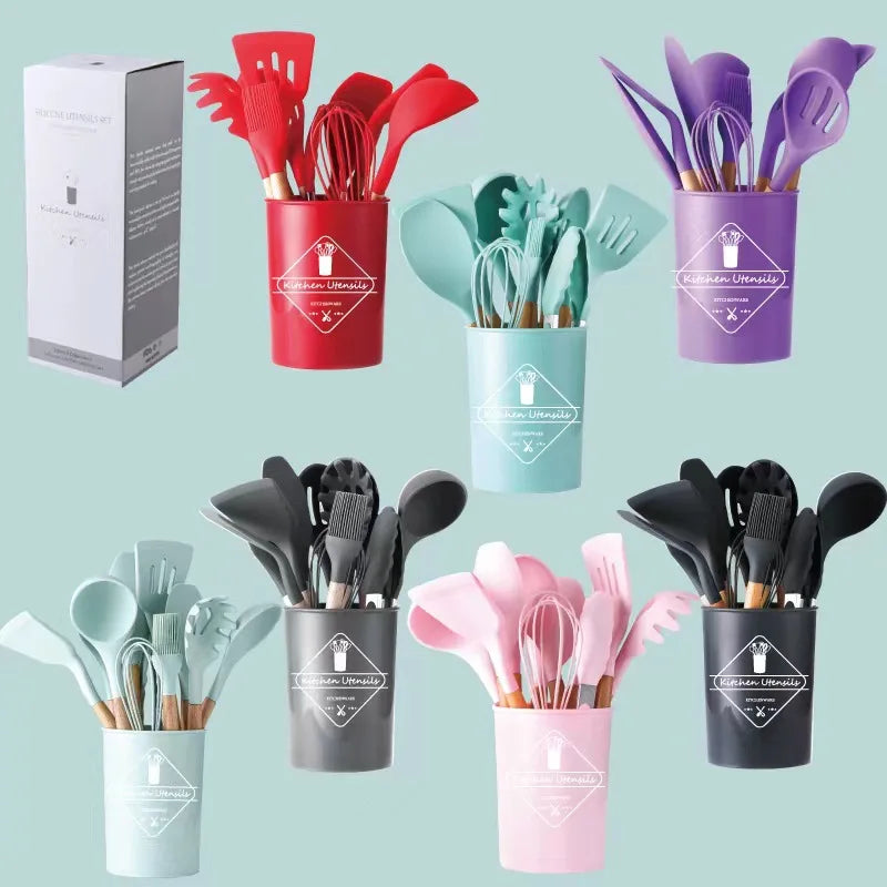 12-Piece Silicone Kitchen Utensil Set - Eco-Friendly, Non-Stick