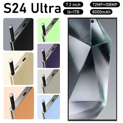 Hot Selling New Smart Phone S24 S25 Ultra 7.3 Inch Android 14.0 16gb+1tb Cellphones 48mp+108mp Global 5G Mobile Phones