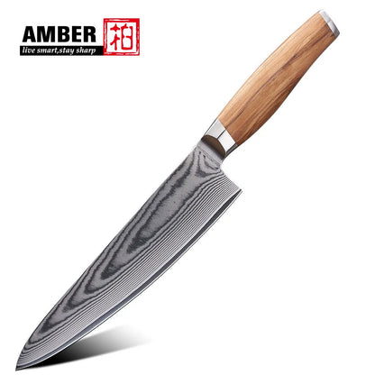 11-Piece Damascus Steel Kitchen Knife Set with Olive Wood Handles