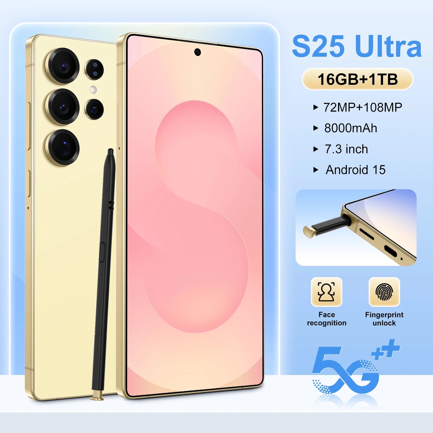 Best Sell New for S25 ultra Original Phone 5G Smartphone 7.3 Inch 12GB+512GB Android Telephone Mobile Phones Express Shipping