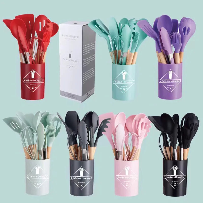 12-Piece Silicone Kitchen Utensil Set - Eco-Friendly, Non-Stick