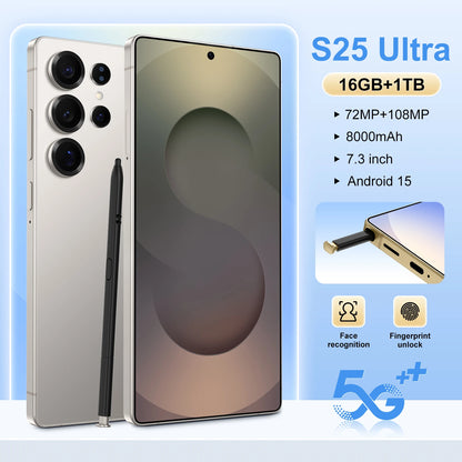 Best Sell New for S25 ultra Original Phone 5G Smartphone 7.3 Inch 12GB+512GB Android Telephone Mobile Phones Express Shipping