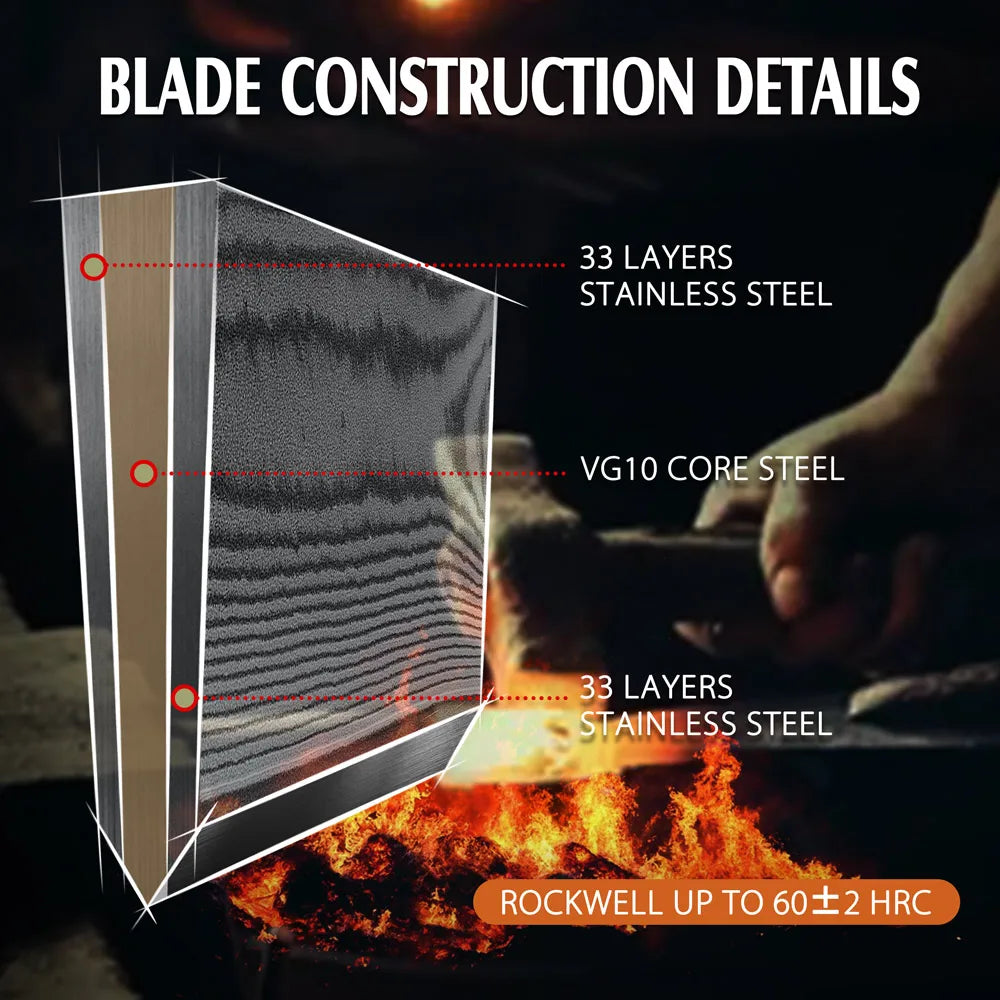 11-Piece Damascus Steel Kitchen Knife Set with Olive Wood Handles