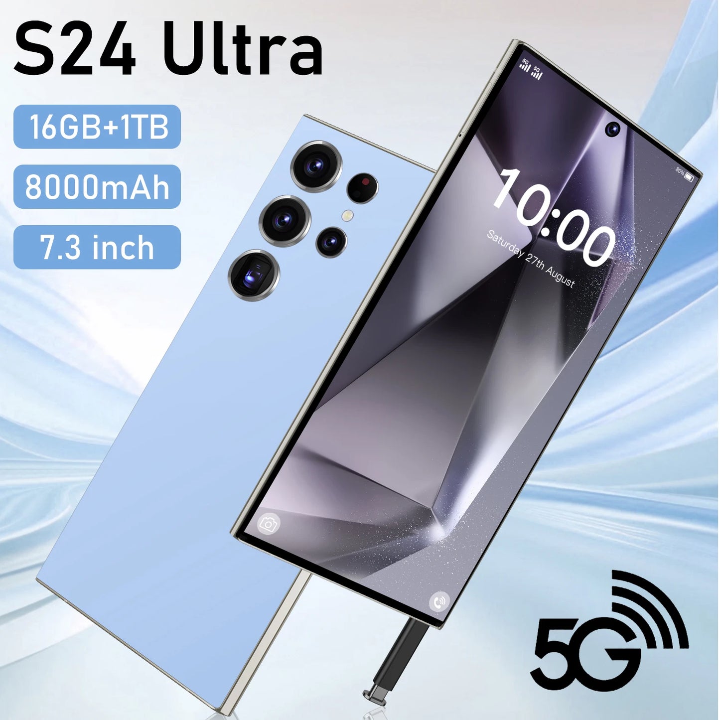 Hot Selling New Smart Phone S24 S25 Ultra 7.3 Inch Android 14.0 16gb+1tb Cellphones 48mp+108mp Global 5G Mobile Phones