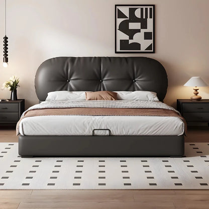 Modern Storage Bed | Cream-Colored Minimalist Design