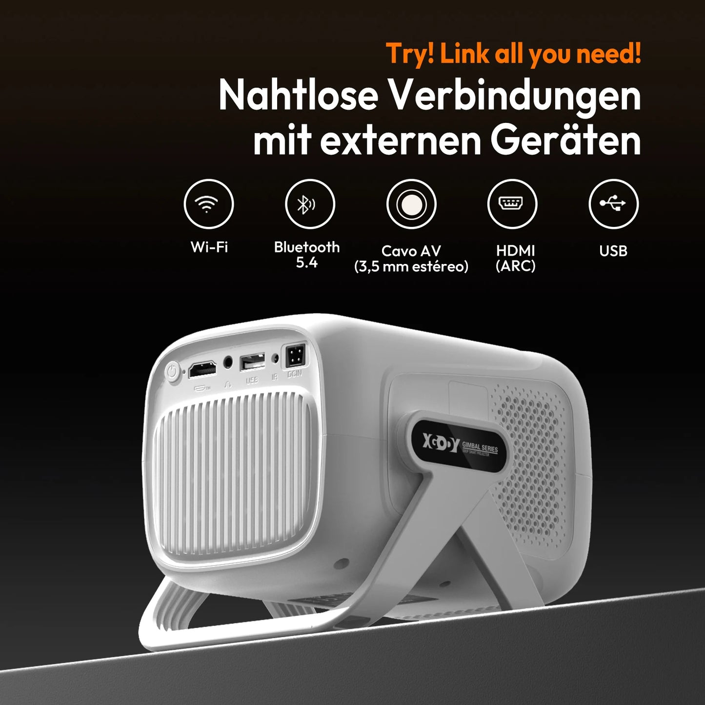 XGODY 1080P Smart Projector | Official Netflix, 440 ANSI, Auto Focus & Keystone