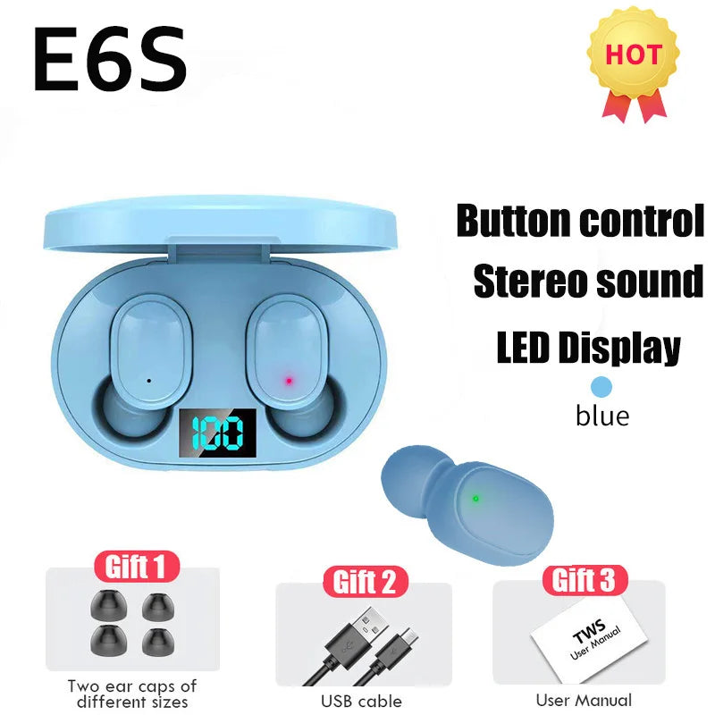 E6S Noise Cancelling Earbuds | Bluetooth 5.1, Secure Fit for Sports, with Microphone