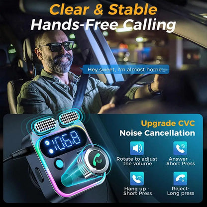 Bluetooth 5.3 FM Transmitter with 48W Fast Charging