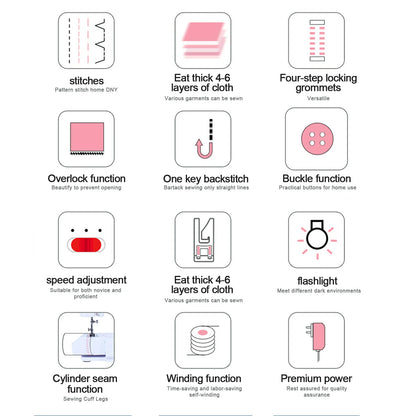 Portable Sewing Machine |12 Stitch Types, Horizontal Rotary Shuttle &amp; Metal Hook