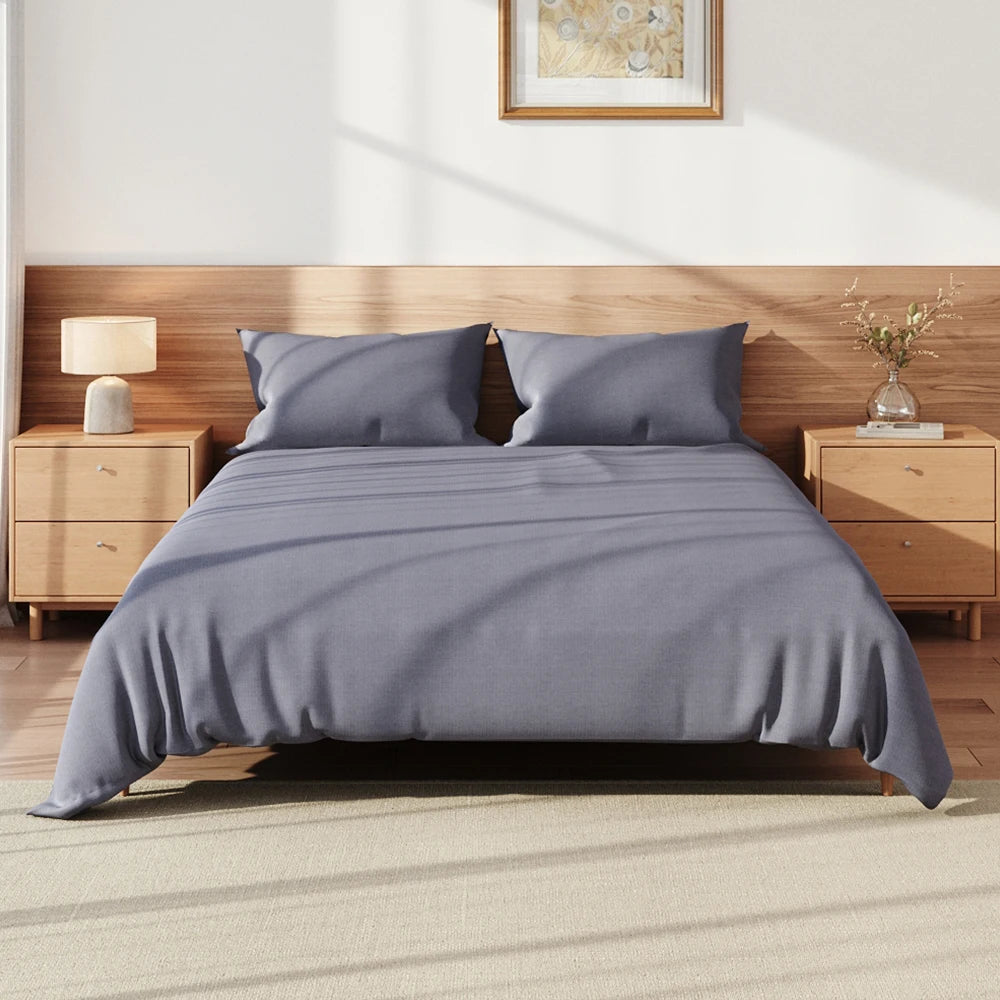 Lifeideas Linen-Style Sheet Set - 4-Piece, Silver-Grey, Easy-Care Polyester Blend