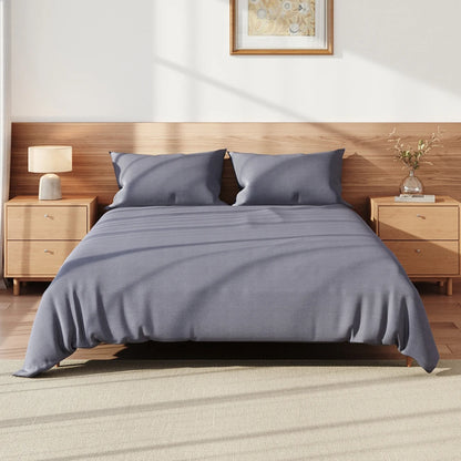 Lifeideas Linen-Style Sheet Set - 4-Piece, Silver-Grey, Easy-Care Polyester Blend