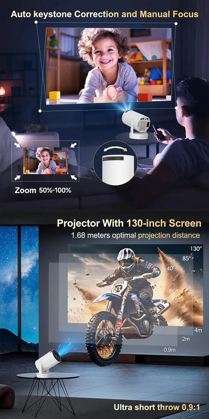 Mini Portable Projector HY300 Ultra HD 4K 720P Android 11
