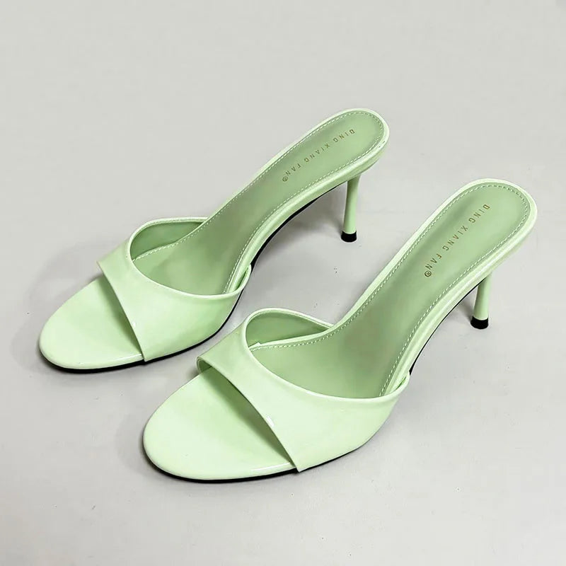 Women's Heeled Sliders | Elegant Thin Heel Slide Sandals