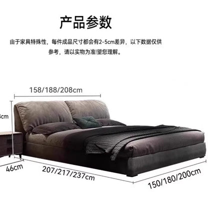 Minimalist European Double Bed Frame with Integrated Storage