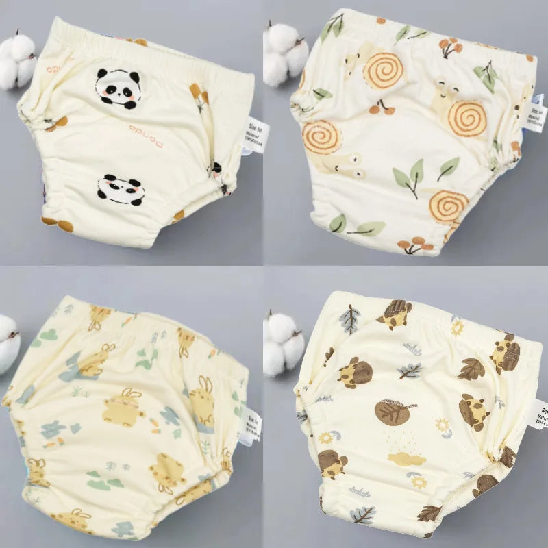 4PCS Baby Waterproof Diapers Pee Shorts Underwears Reusable Soft Ecological Cotton Toddler Potty Training Pants For Boys Girls