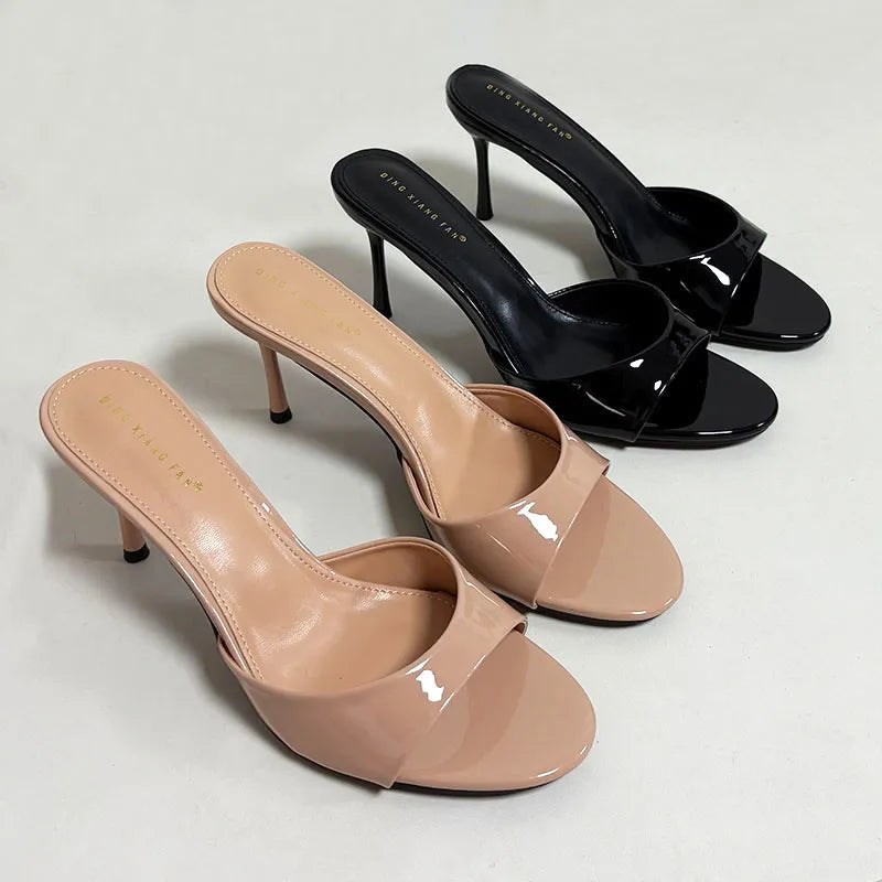 Women's Heeled Sliders | Elegant Thin Heel Slide Sandals