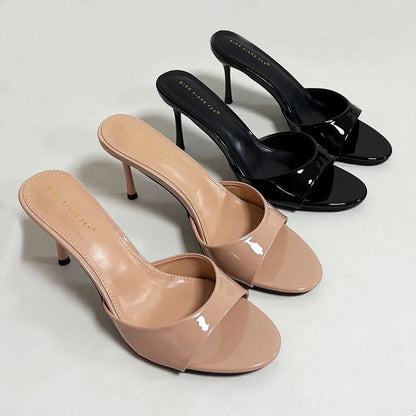 Women's Heeled Sliders | Elegant Thin Heel Slide Sandals