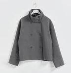 Women's Stand Collar Wool-Blend Coat