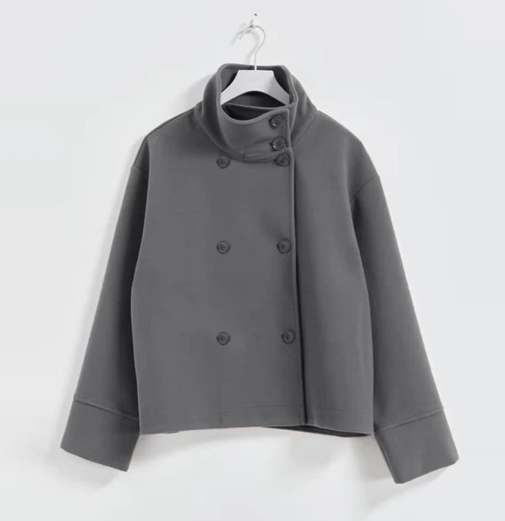 Women's Stand Collar Wool-Blend Coat