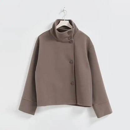 Women's Stand Collar Wool-Blend Coat