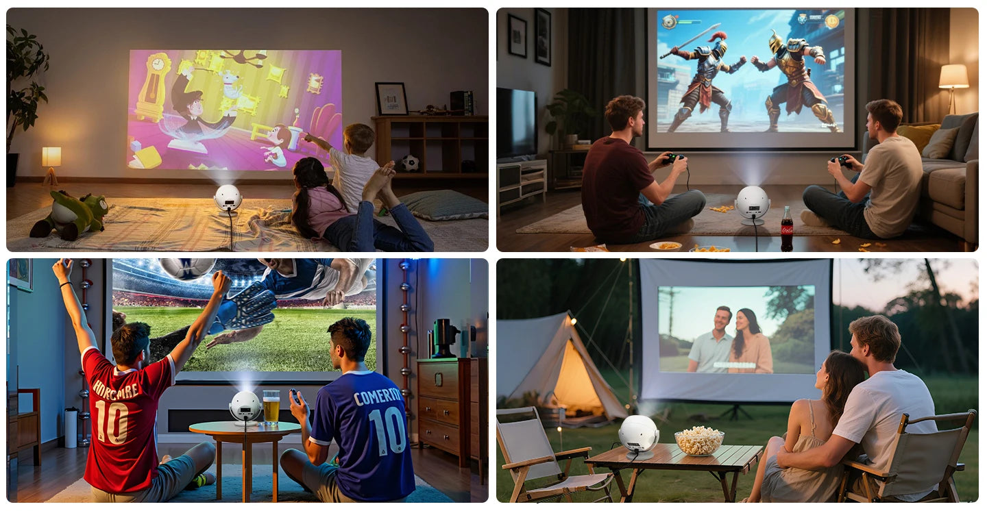 XGODY 350 ANSI Lumens 4K Portable Android Projector with WiFi 6, Bluetooth, & 50% Zoom