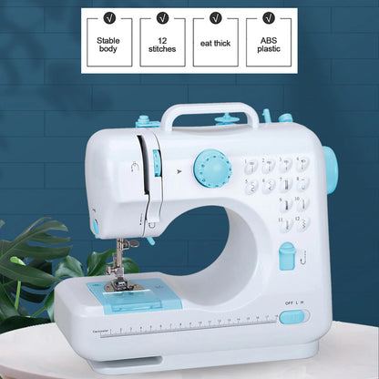Portable Sewing Machine |12 Stitch Types, Horizontal Rotary Shuttle &amp; Metal Hook