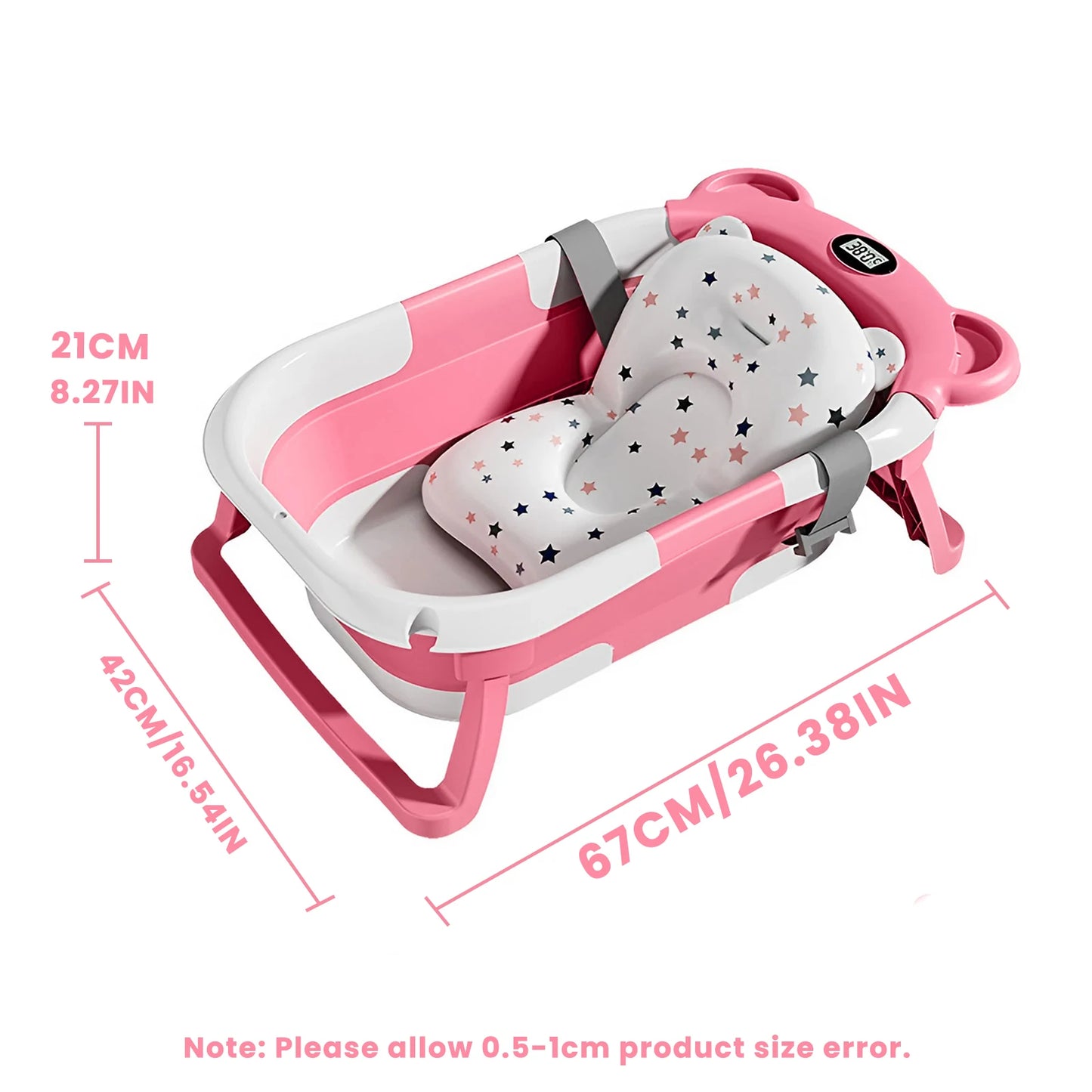 Portable Collapsible Baby Bathtub with Thermometer