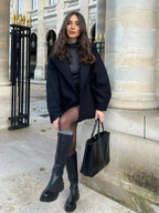 Women's Stand Collar Wool-Blend Coat