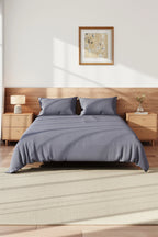 Lifeideas Linen-Style Sheet Set - 4-Piece, Silver-Grey, Easy-Care Polyester Blend