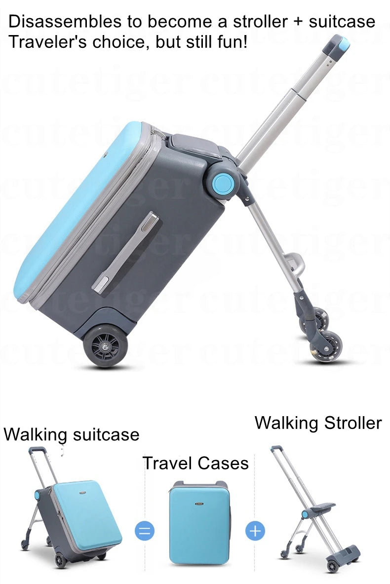 Can boarding suitcase Can sit and ride children's trolley bags lazy slip walker children's travel