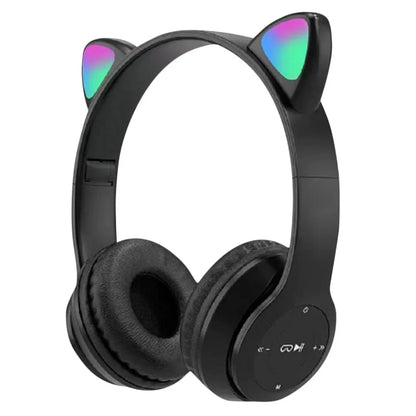 Cat Ear Headphones with LED Glow Lights | Wireless Bluetooth Over-Ear Headset