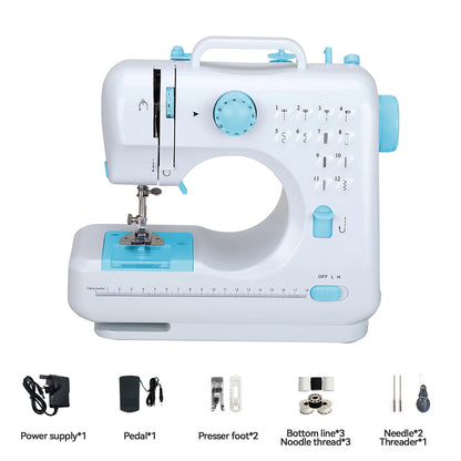 Portable Sewing Machine |12 Stitch Types, Horizontal Rotary Shuttle &amp; Metal Hook