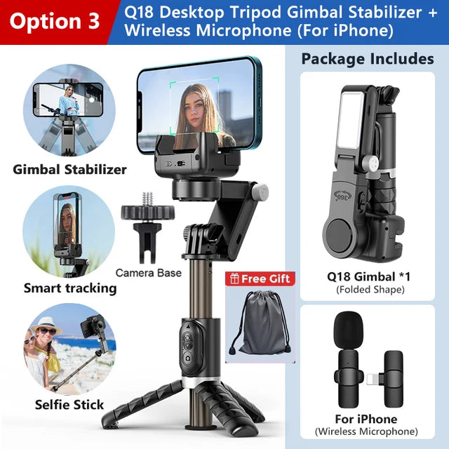 Selfie Stick Phone Gimbal Stabilizer For iPhone Android