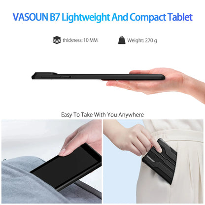 PRITOM Tablet 7" Android 14 Tablets, 8GB RAM(3+5GB Expand) 64GB ROM, A523 Octa-Core Processor, 5G WiFi+WiFi6, Dual Camera,Black