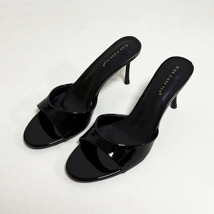 Women's Heeled Sliders | Elegant Thin Heel Slide Sandals