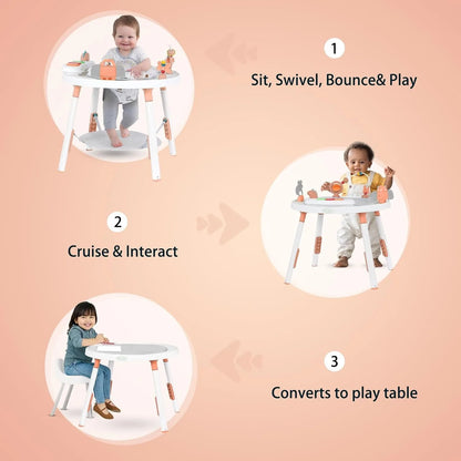 Baby activity center, 3-in-1 with detachable toys and 360 degree rotating seat, ideal for toddler development and entertainment