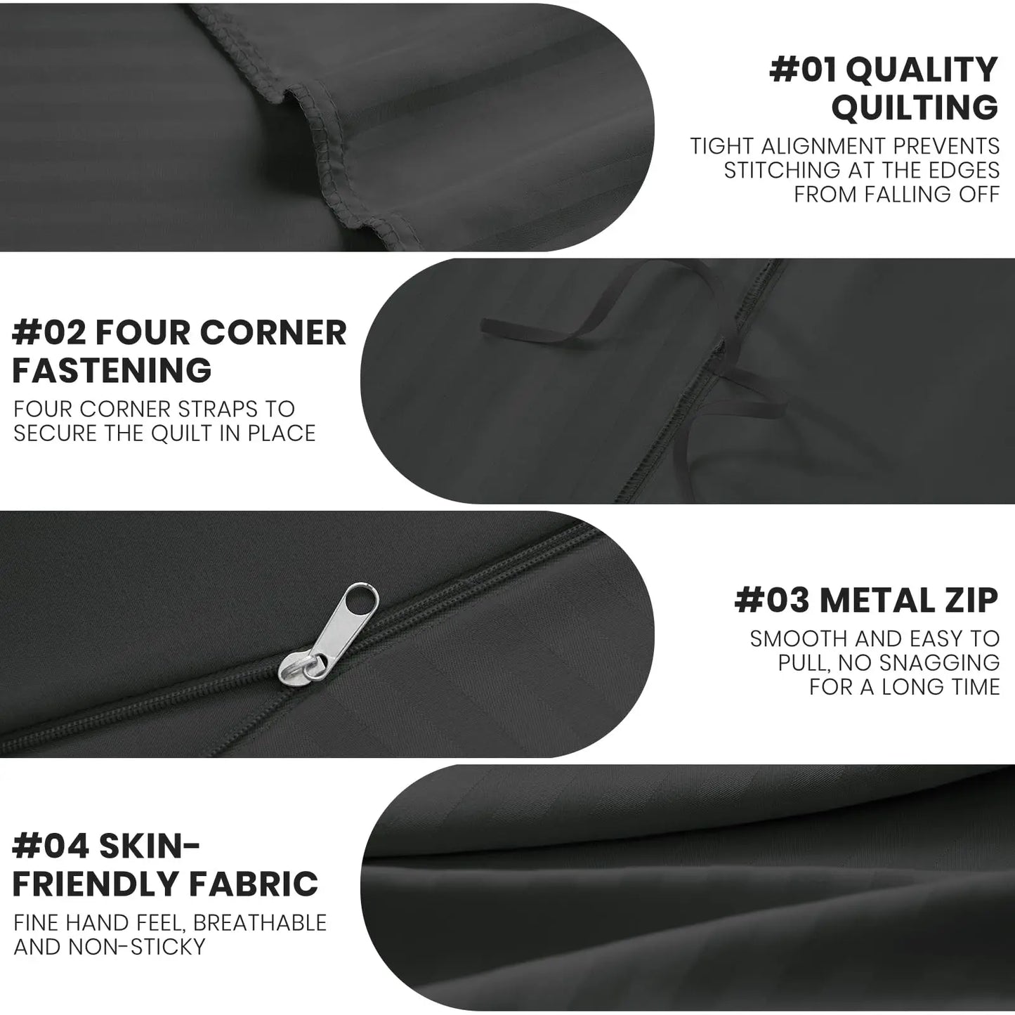 Good Nite King Duvet Cover Set - 200TC Stripe Pattern, Zipper Closure & Corner Ties