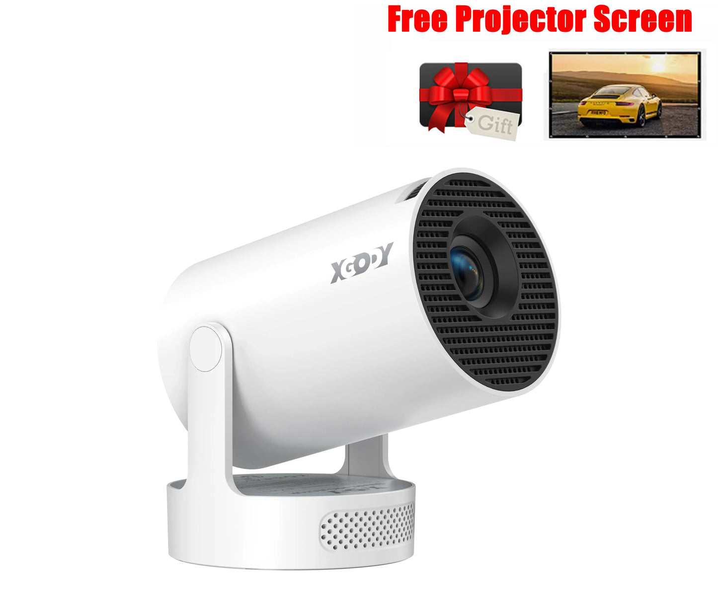 XGODY Gimbal 3S Short-Throw Projector | 720P HD, 250 ANSI Lumens, Android 11 with WiFi 6