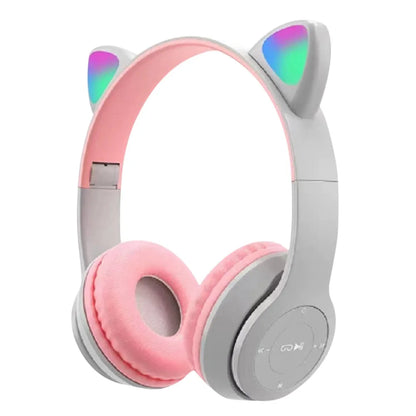 Cat Ear Headphones with LED Glow Lights | Wireless Bluetooth Over-Ear Headset