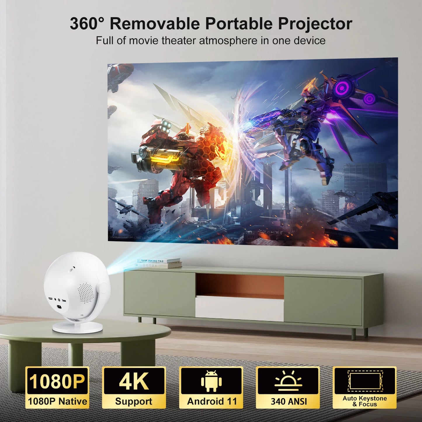 Salange 4K UHD Projector Android 11 with    WIf1 6 and Bluetooth