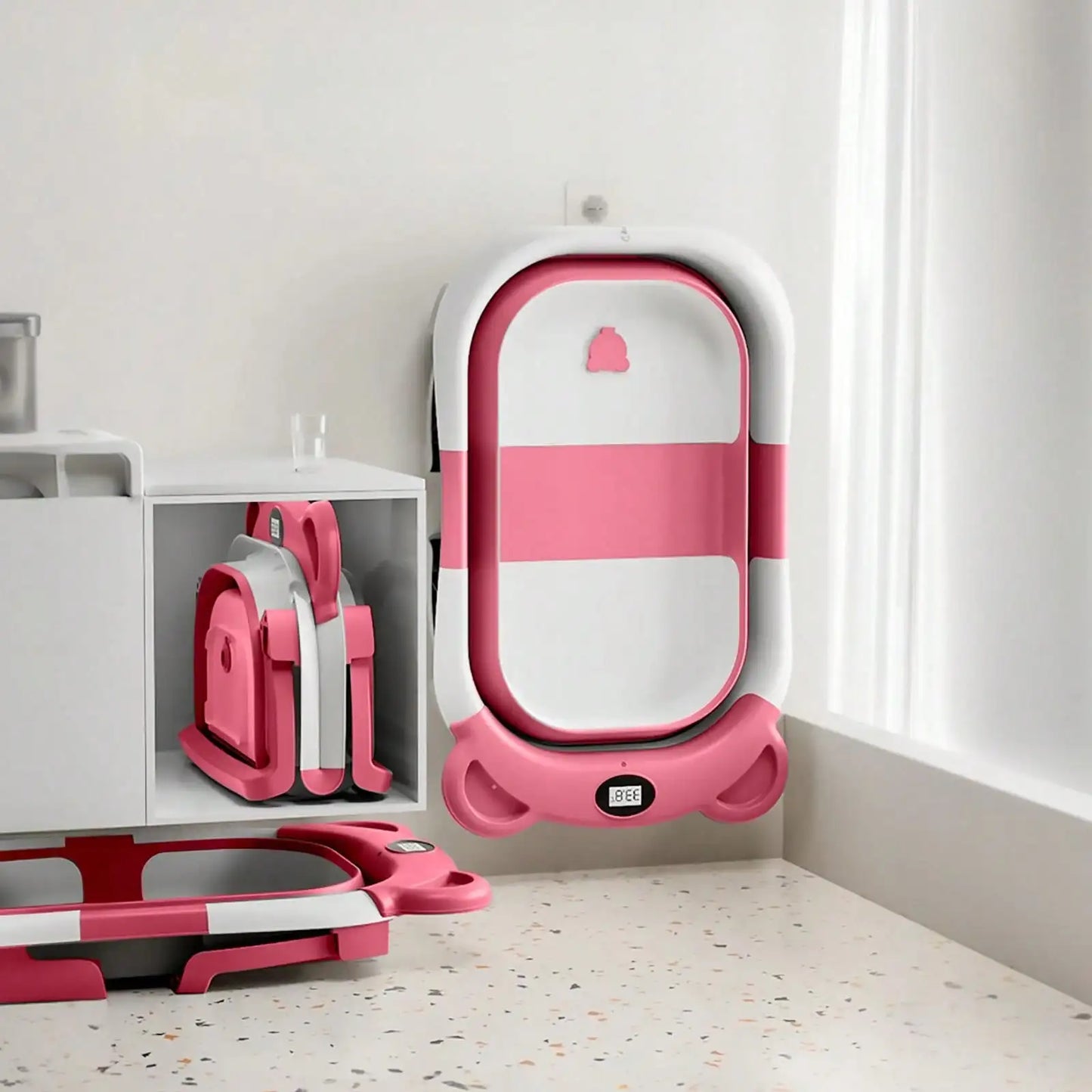 Portable Collapsible Baby Bathtub with Thermometer