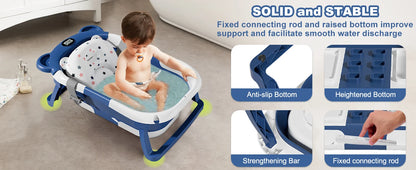 Portable Collapsible Baby Bathtub with Thermometer