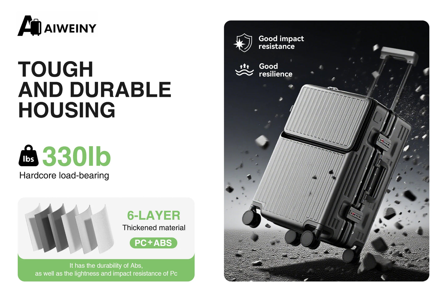 AIWEIN Aluminium Frame Suitcase PC Hard Shell