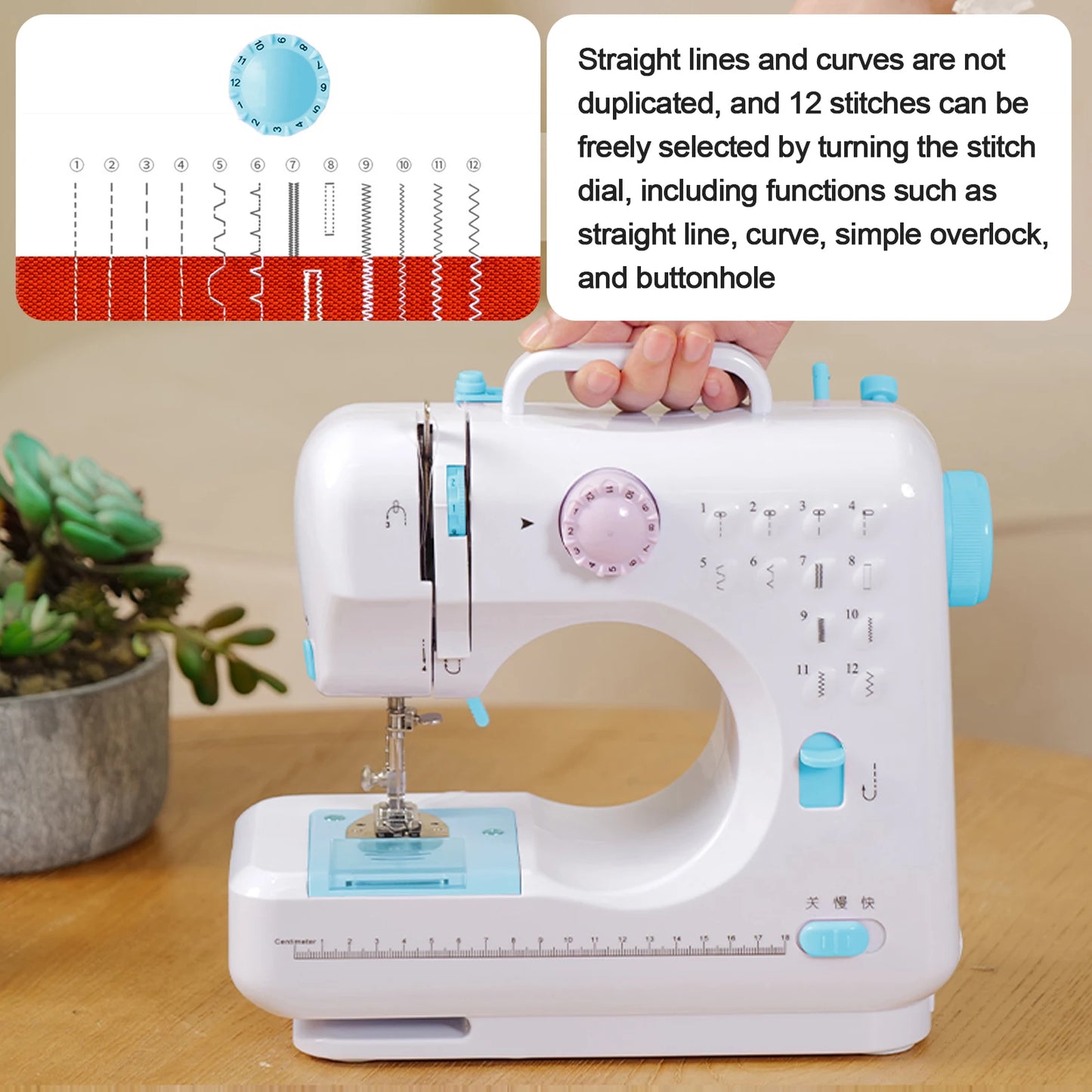Portable Sewing Machine |12 Stitch Types, Horizontal Rotary Shuttle &amp; Metal Hook