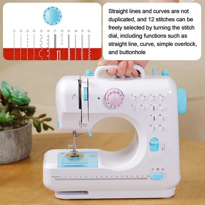 Portable Sewing Machine |12 Stitch Types, Horizontal Rotary Shuttle &amp; Metal Hook