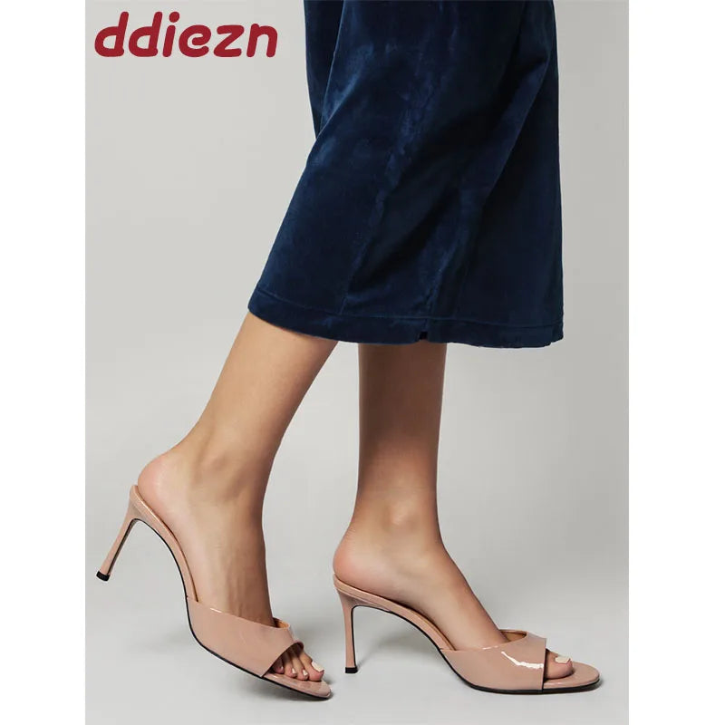 Women's Heeled Sliders | Elegant Thin Heel Slide Sandals