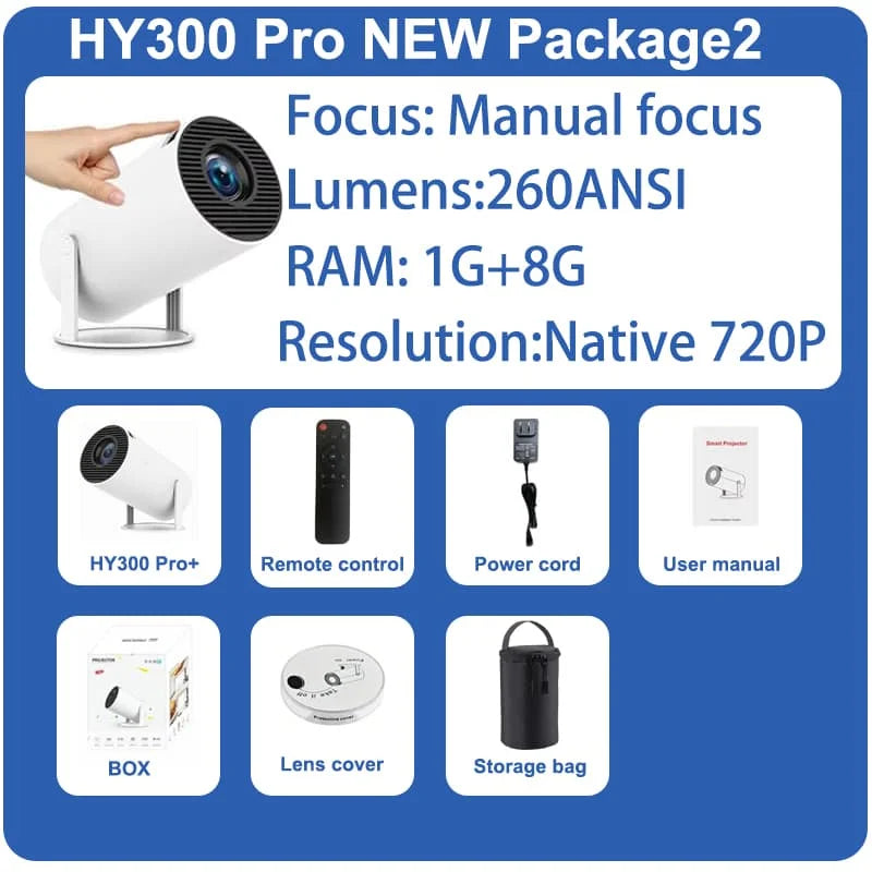 DITONG HY300 Plus Projector Android 4K 1280*720P Dual Wifi