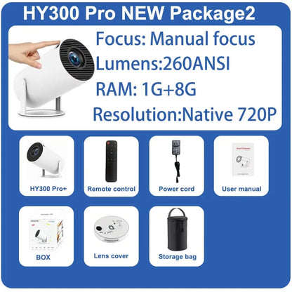 DITONG HY300 Plus Projector Android 4K 1280*720P Dual Wifi