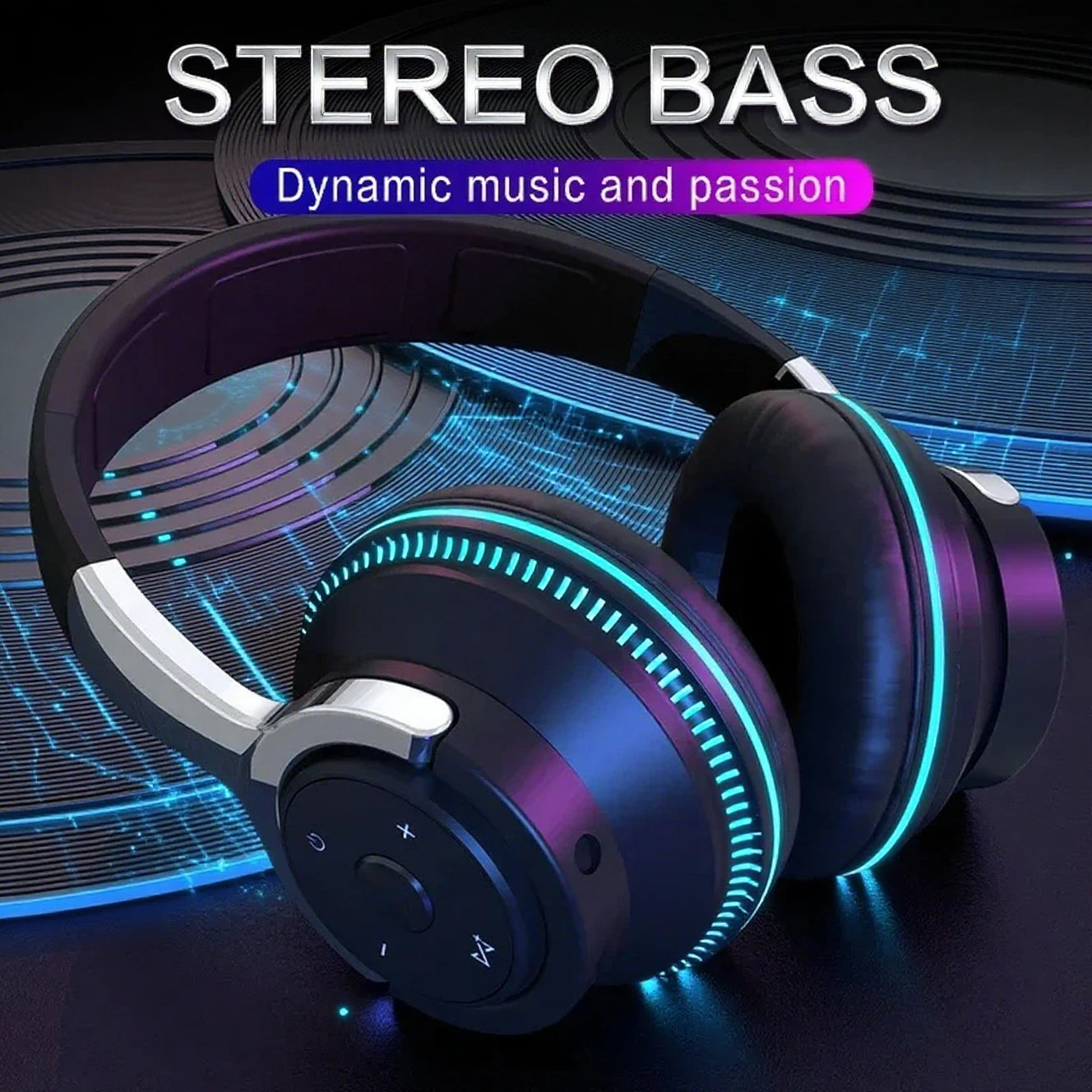 AuraWave Over-Ear Headphones - Hi-Res Audio, Bluetooth 5.3 & Wired AUX